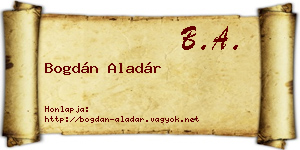 Bogdán Aladár névjegykártya